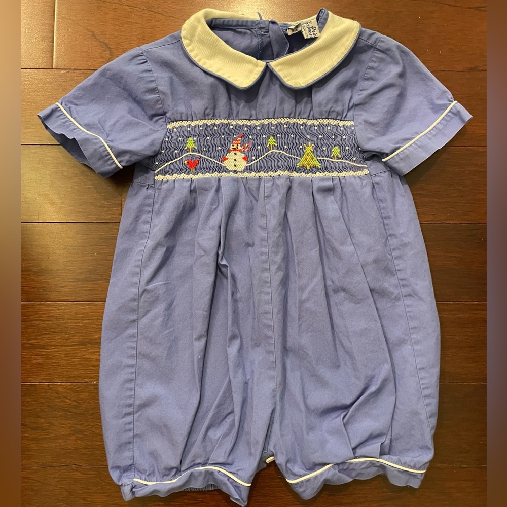 Vintage 18 mo Smocked Christmas shortall